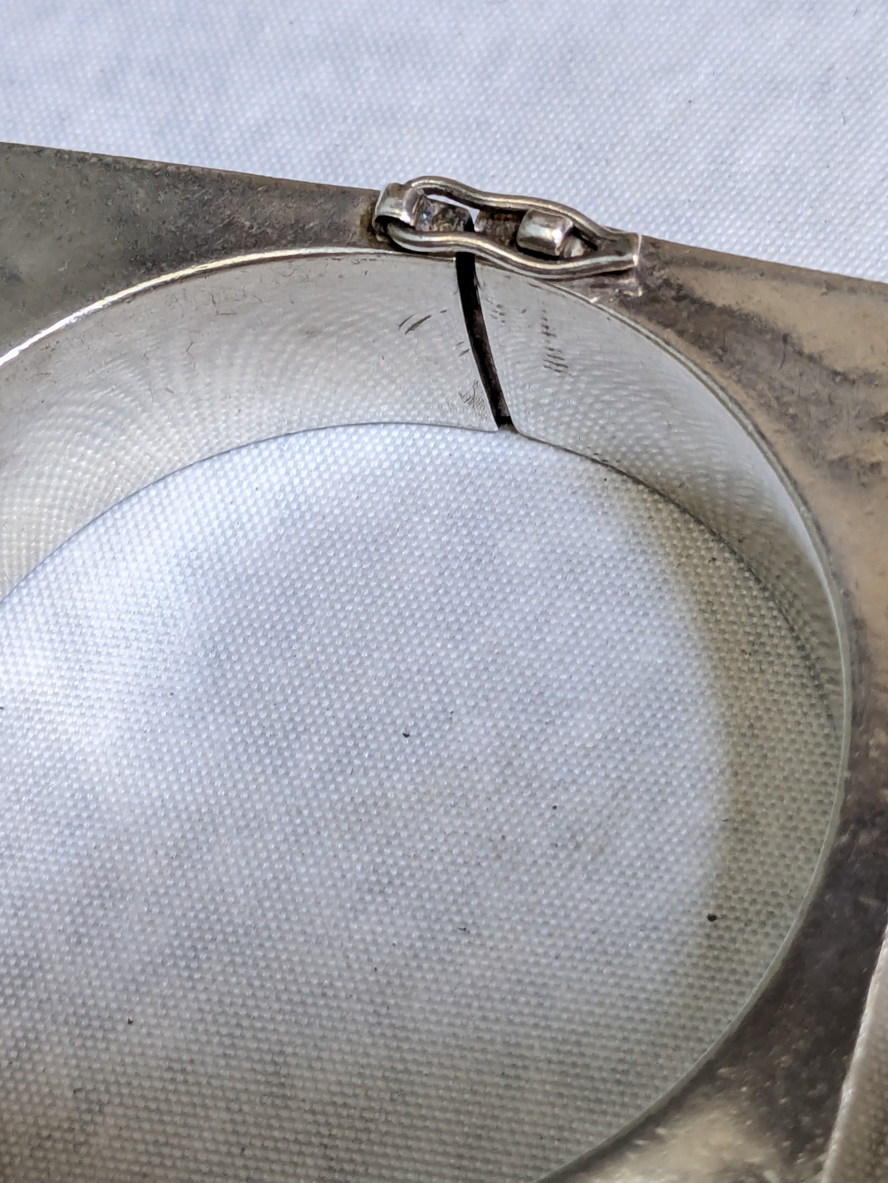 Sterling Silver Square Hinged Bangle Bracelet Taxco 7" Modernist Hollow - Picture 8 of 16